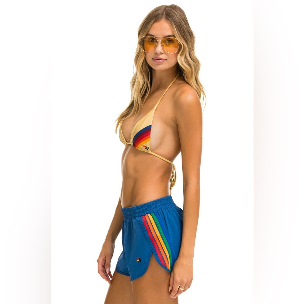 NWOT Aviator Nation 5 Stripe Flex Board Shorts Sea / Rainbow Size Small